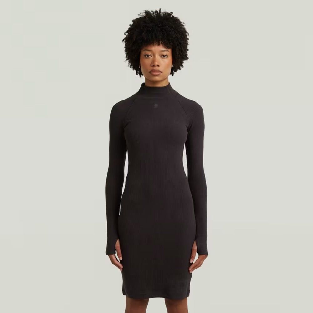 G Star black ribbed slim dress - small